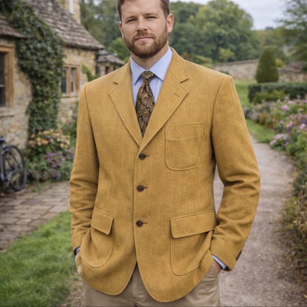 Vintage Mustard Yellow Linen Blazer Jacket